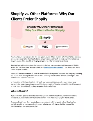 Shopify vs. Other Platforms: Why Our Clients Prefer Shopify
