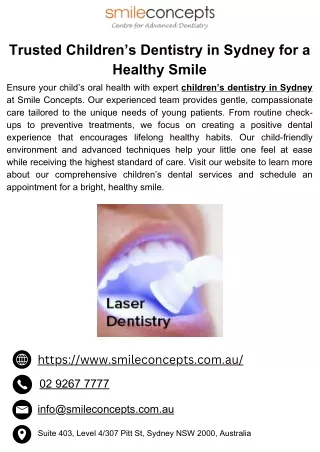 Trusted Children’s Dentistry in Sydney for a Healthy Smile