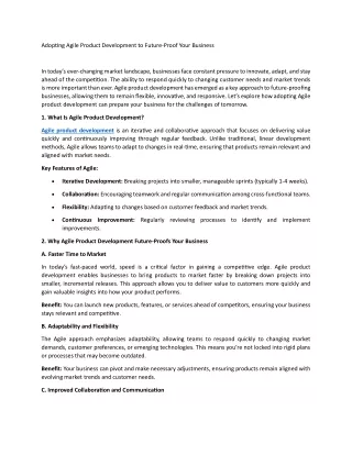 Adopting Agile Product Development to Future-Proof Your Business