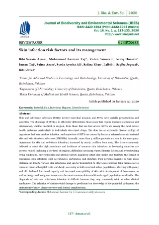 Skin infection risk factors and its management