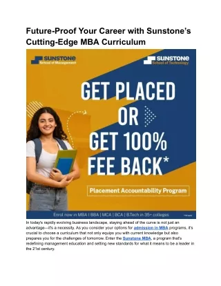 "Sunstone MBA - Transform Your Career with Industry-Driven Management Programs"