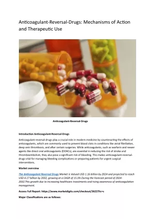 Anticoagulant-Reversal-Drugs : Mechanisms of Action and Therapeutic Use