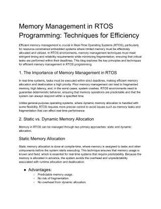 Memory Management in RTOS Programming_ Techniques for Efficiency