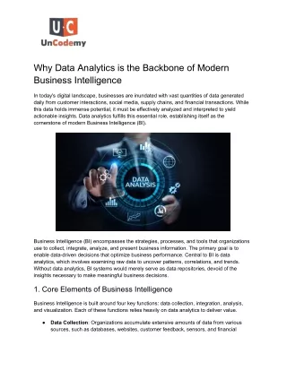 Why Data Analytics is the Backbone of Modern Business Intelligence