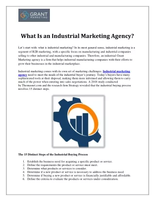 What Is an Industrial Marketing Agency