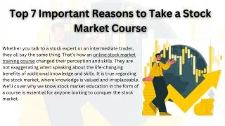 Top 7 Important Reasons to Take a Stock Market Course