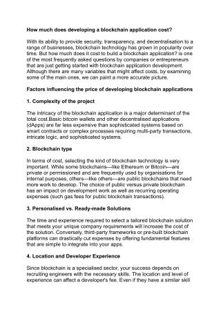 How much does developing a blockchain application cost