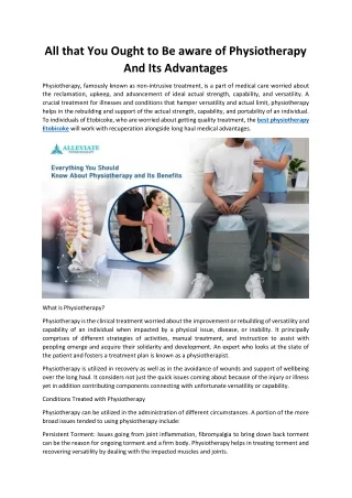 All that You Ought to Be aware of Physiotherapy And Its Advantages