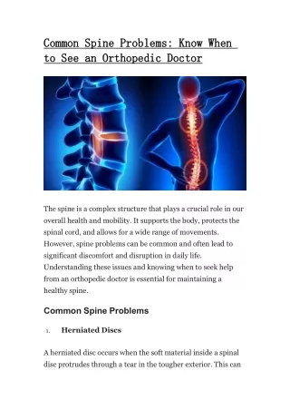 Common Spine Problems: Know When to See an Orthopedic Doctor