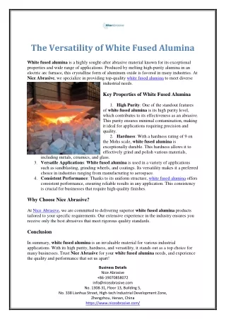 The Versatility of White Fused Alumina