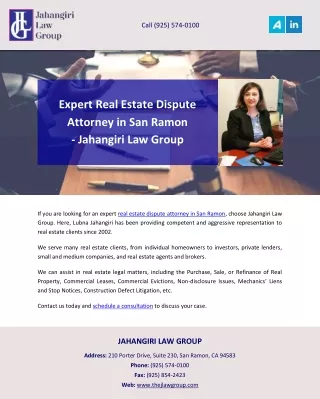 Expert Real Estate Dispute Attorney in San Ramon - Jahangiri Law Group