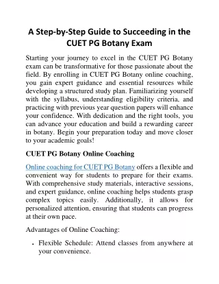 CUET PG Botany