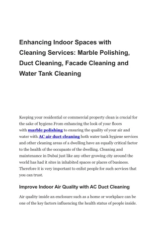 Enhancing Indoor Spaces with Cleaning Services