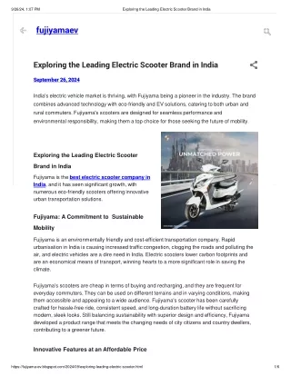 Exploring the Leading Electric Scooter Brand in India