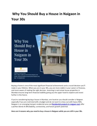 Why You Should Buy a House in Naigaon in Your 30s