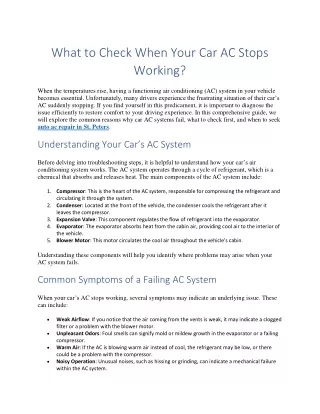 What to Check When Your Car AC Stops Working