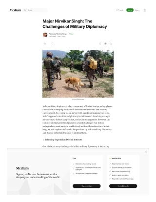 Major Nirvikar Singh: The Challenges of Military Diplomacy