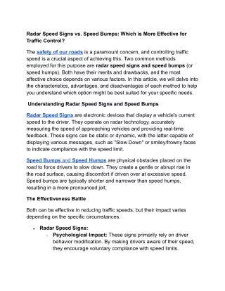Radar Speed Signs vs. Speed Bumps_ Which is More Effective for Traffic Control_