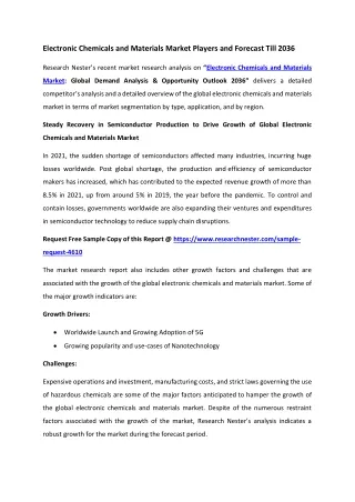 Electronic Chemicals and Materials Market Size 2036