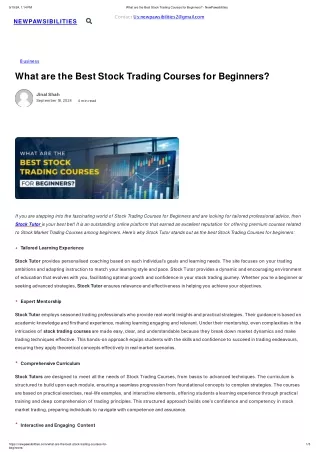 What are the Best Stock Trading Courses for Beginners_ - NewPawsibilities