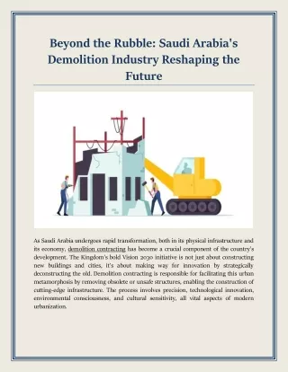 Beyond the Rubble: Saudi Arabia's Demolition Industry Reshaping the Future