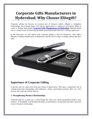 Top Corporate Gifts Manufacturers in Hyderabad for Memorable