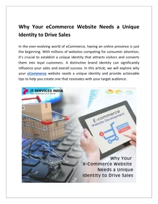 Why Your eCommerce Website Needs a Unique  Identity to Drive Sales