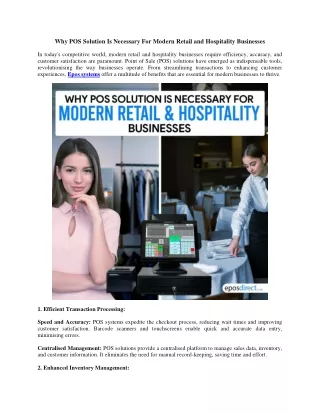 Why POS Solution Is Necessary For Modern Retail and Hospitality Businesses