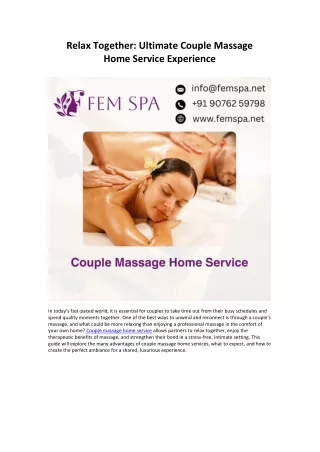 Relax Together  Ultimate Couple Massage Home Service Experience