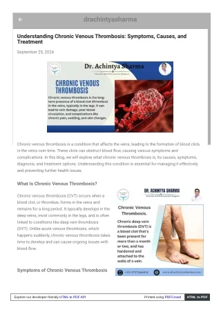 Chronic Venous Thrombosis: Understanding Symptoms, Causes, and Treatment