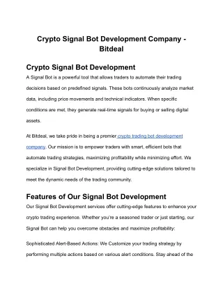 Crypto Signal Bot Development Company - Bitdeal