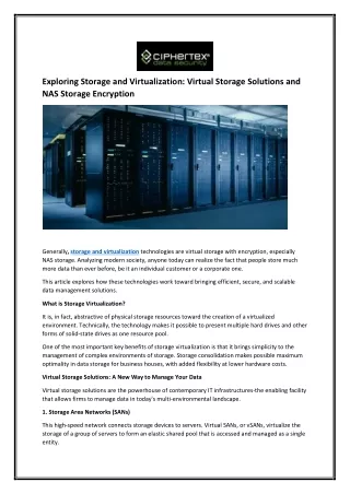 Exploring Storage and Virtualization: Virtual Storage Solutions and NAS Storage
