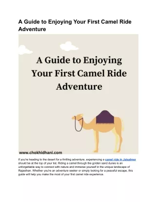 A Guide to Enjoying Your First Camel Ride Adventure