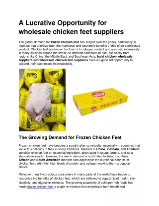 A Lucrative Opportunity for wholesale chicken feet suppliers