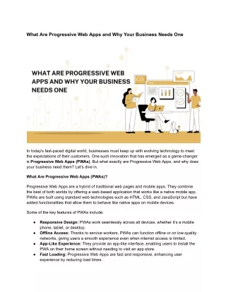 What Are Progressive Web Apps and Why Your Business Needs One