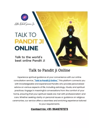 Talk to Pandit ji Online - Astro Talk guru number online