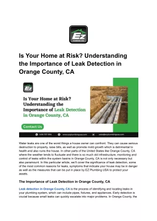 Is Your Home at Risk Understanding the Importance of Leak Detection in Orange County, CA