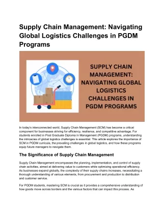 Supply Chain Management_ Navigating Global Logistics Challenges in PGDM Programs