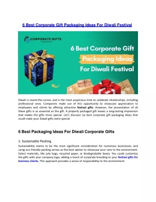 6 Best Corporate Gift Packaging Ideas For Diwali Festival