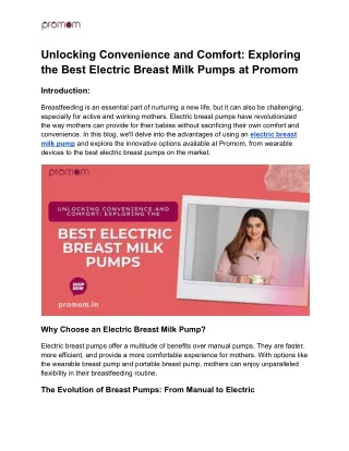 Unlocking Convenience and Comfort_ Exploring the Best Electric Breast Milk Pumps at Promom