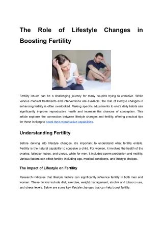The Role of Lifestyle Changes in Boosting Fertility