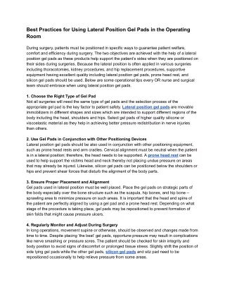 Best Practices for Using Lateral Position Gel Pads in the Operating Room