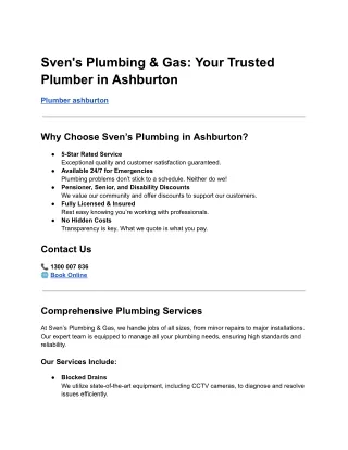 Your Ultimate Guide to Sven's Plumbing & Gas in Ashburton