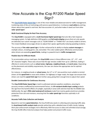 How Accurate is the iCop R1200 Radar Speed Sign_