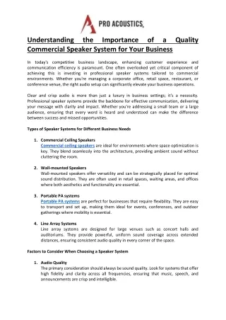 Understanding the Importance of a Quality Commercial Speaker System for Your Bus