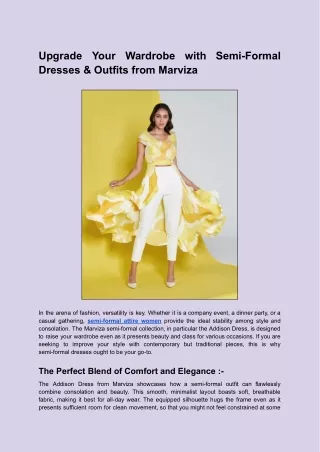 Upgrade Your Wardrobe with Semi-Formal Dresses & Outfits from Marviza