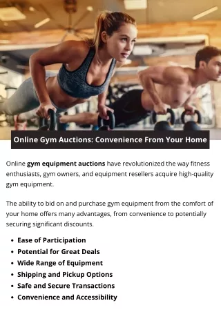 Online Gym Auctions Convenience From Your Home