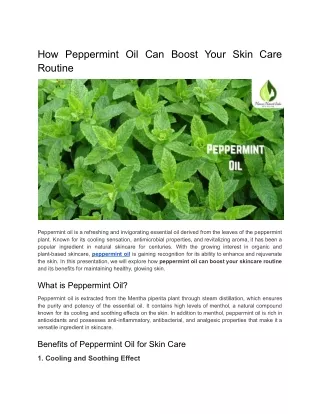 How Peppermint Oil Can Boost Your Skin Care Routine