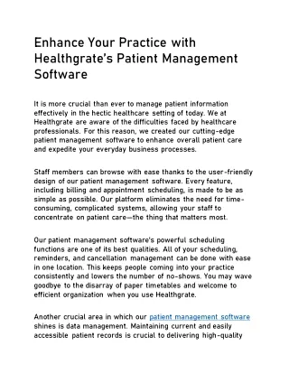 Enhance Your Practice with Healthgrate’s Patient Management Software