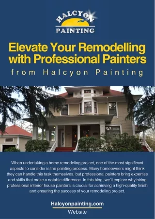 Elevate Your Remodelling with Professional Painters from Halcyon Painting